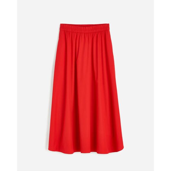 Madewell Poplin Midi Skirt Cotton A Line Cerise Red Minimalist Pockets XS NWT - Picture 6 of 16